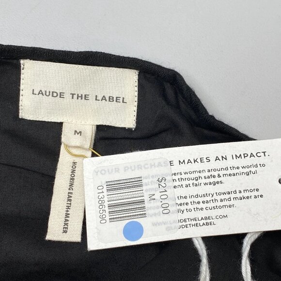 NEW LAUDE THE LABEL Women's 90s Maxi Slip Dress Black Size M Crepe Drape Strappy - Picture 4 of 8